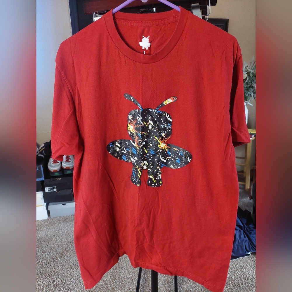 2 Vibrant Red Short Sleeve Tee with Sequin Design